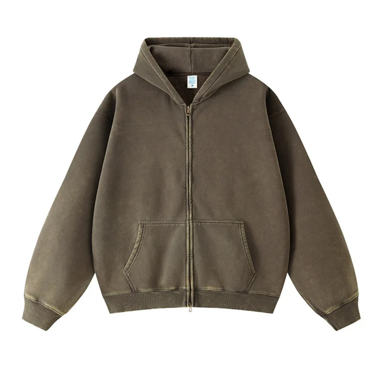 ESSENTIAL HEAVYWEIGHT ZIP UP - WASHED BROWN