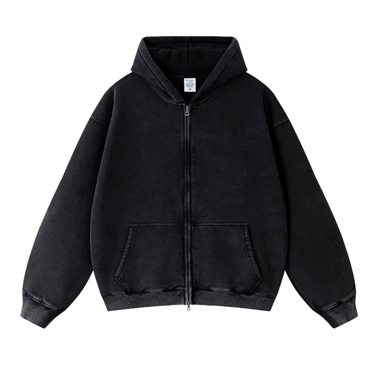ESSENTIAL HEAVYWEIGHT ZIP UP - WASHED BLACK