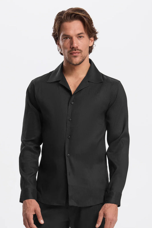 LINEN SHIRT - BLACK