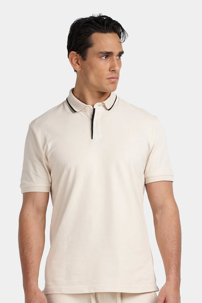 PRESTON POLO T SHIRT - BEIGE