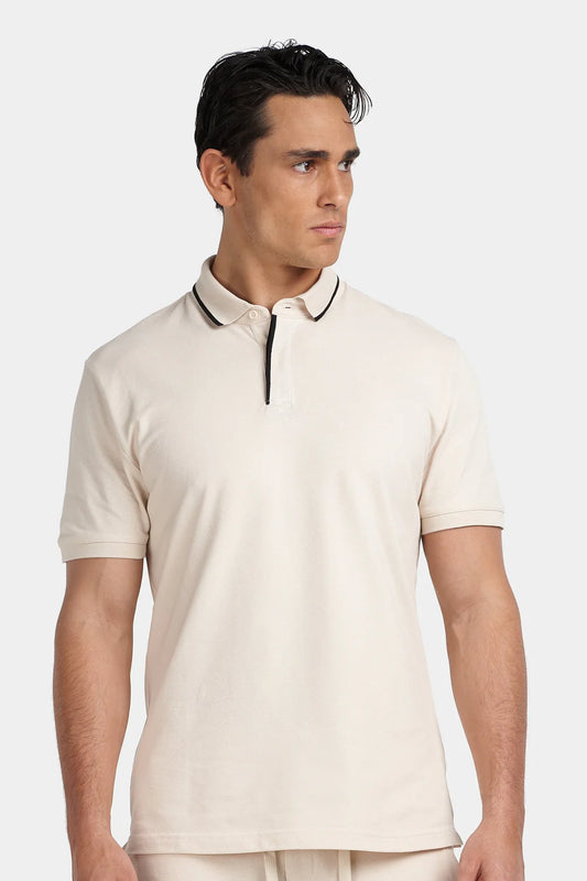PRESTON POLO T SHIRT - BEIGE