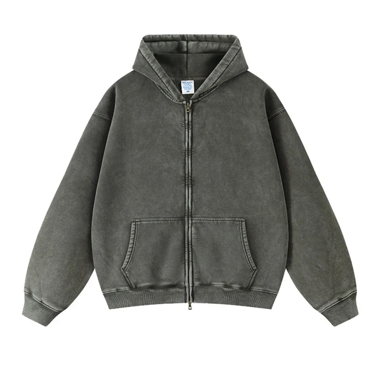 ESSENTIAL HEAVYWEIGHT ZIP UP -  WASHED GREY